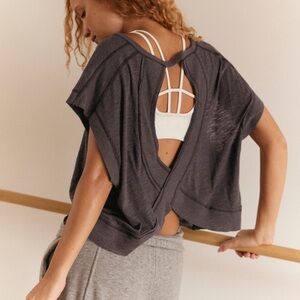 Free People Dark Gray Open-Back Top